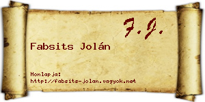 Fabsits Jolán névjegykártya